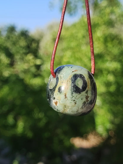 Kabamba Rhyolite / Eldarite - Gemstone Necklace Healing Stone Green He She Man Woman Gift Lucky Pendant GOA Boho Tibet Ethno Nature Unique