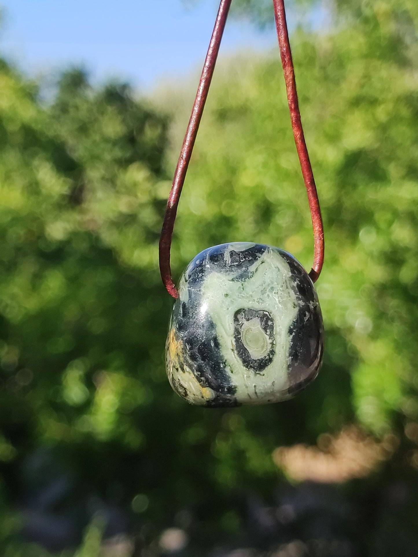 Kabamba Rhyolite / Eldarite - Gemstone Necklace Healing Stone Green He She Man Woman Gift Lucky Pendant GOA Boho Tibet Ethno Nature Unique