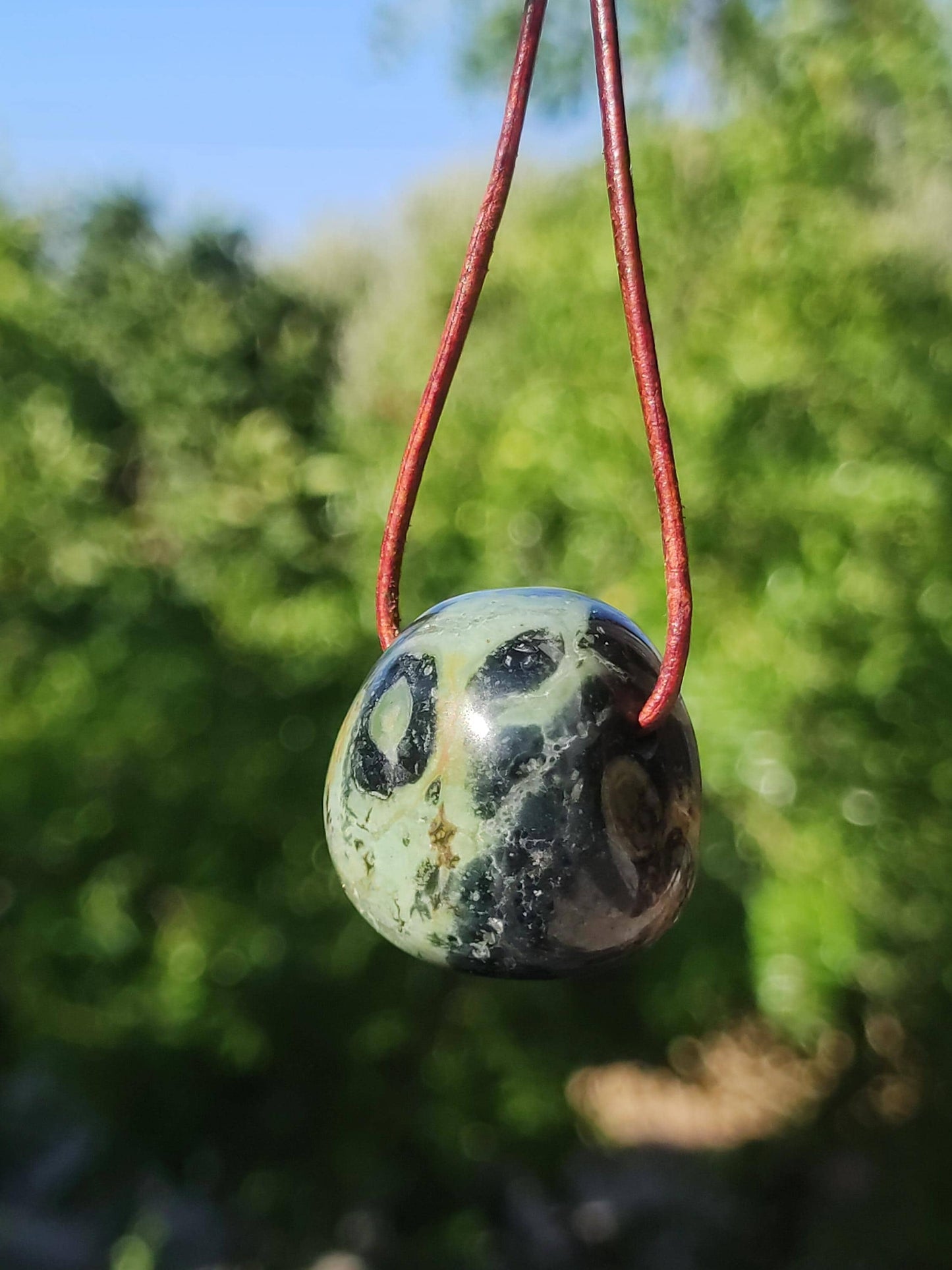 Kabamba Rhyolite / Eldarite - Gemstone Necklace Healing Stone Green He She Man Woman Gift Lucky Pendant GOA Boho Tibet Ethno Nature Unique