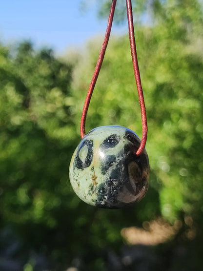 Kabamba Rhyolite / Eldarite - Gemstone Necklace Healing Stone Green He She Man Woman Gift Lucky Pendant GOA Boho Tibet Ethno Nature Unique