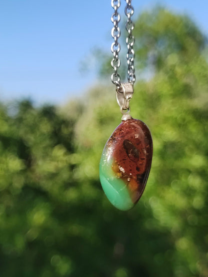 Chrysopras 925 Silberöse Edelstein Kette grün transparent Anhänger Natur Heilstein Kristall Geschenk Mann Frau Mutter Vater Er Sie Freundin