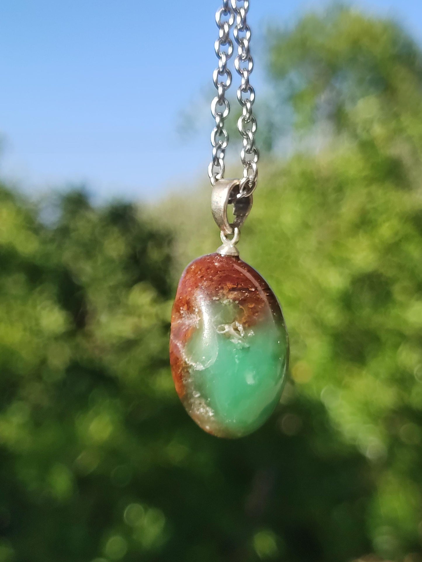 Chrysopras 925 Silberöse Edelstein Kette grün transparent Anhänger Natur Heilstein Kristall Geschenk Mann Frau Mutter Vater Er Sie Freundin