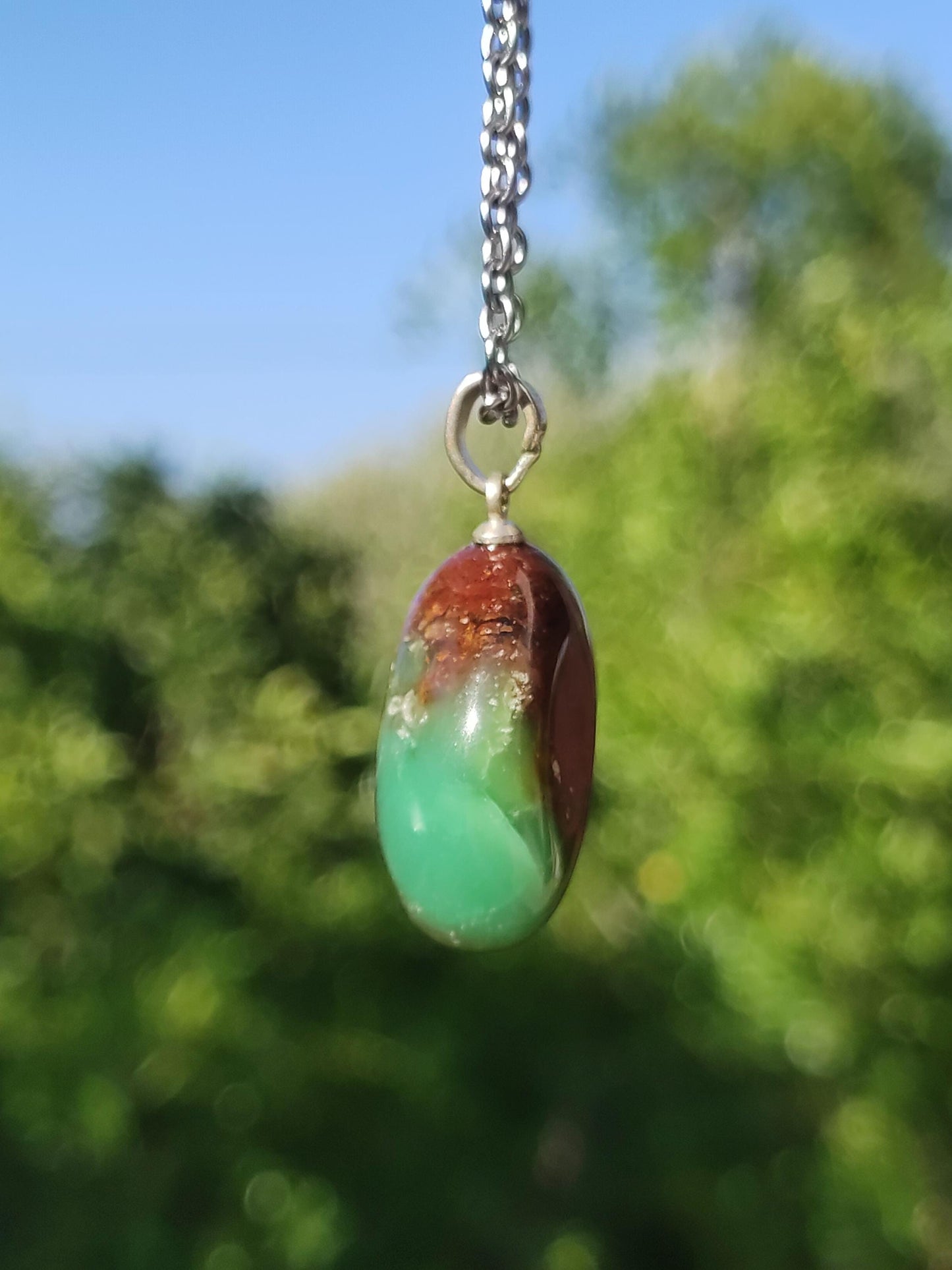 Chrysopras 925 Silberöse Edelstein Kette grün transparent Anhänger Natur Heilstein Kristall Geschenk Mann Frau Mutter Vater Er Sie Freundin