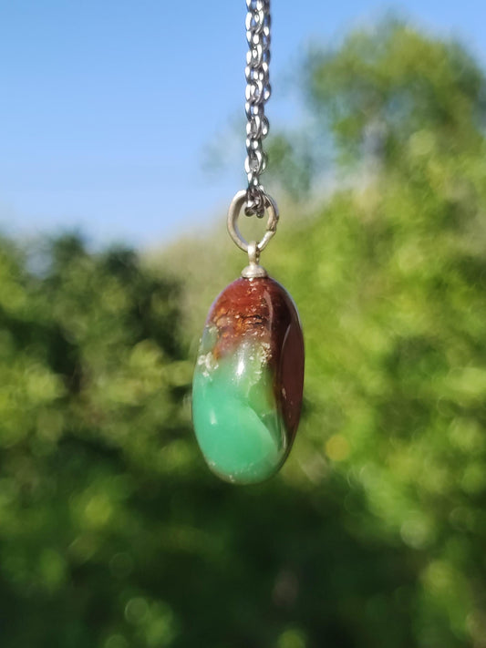 Chrysoprase 925 silver eyelet gemstone necklace green transparent pendant natural healing stone crystal gift man woman mother father he she girlfriend