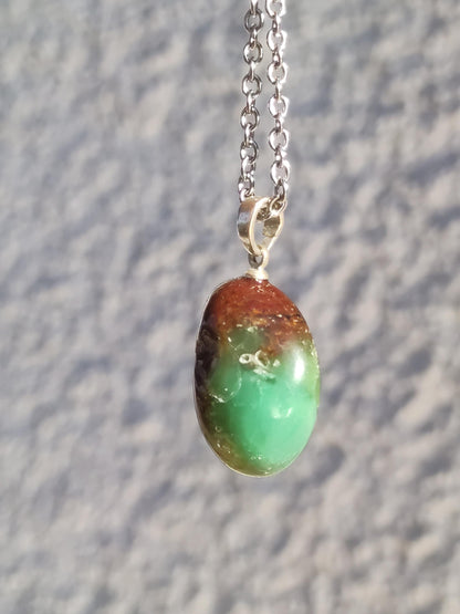 Chrysopras 925 Silberöse Edelstein Kette grün transparent Anhänger Natur Heilstein Kristall Geschenk Mann Frau Mutter Vater Er Sie Freundin