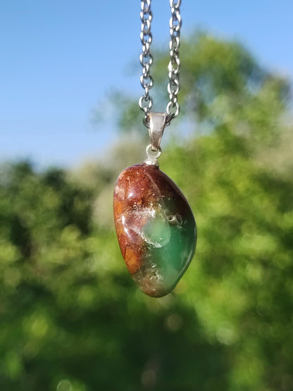 Chrysopras 925 Silberöse Edelstein Kette grün transparent Anhänger Natur Heilstein Kristall Geschenk Mann Frau Mutter Vater Er Sie Freundin