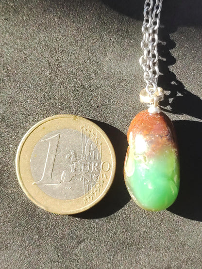 Chrysopras 925 Silberöse Edelstein Kette grün transparent Anhänger Natur Heilstein Kristall Geschenk Mann Frau Mutter Vater Er Sie Freundin