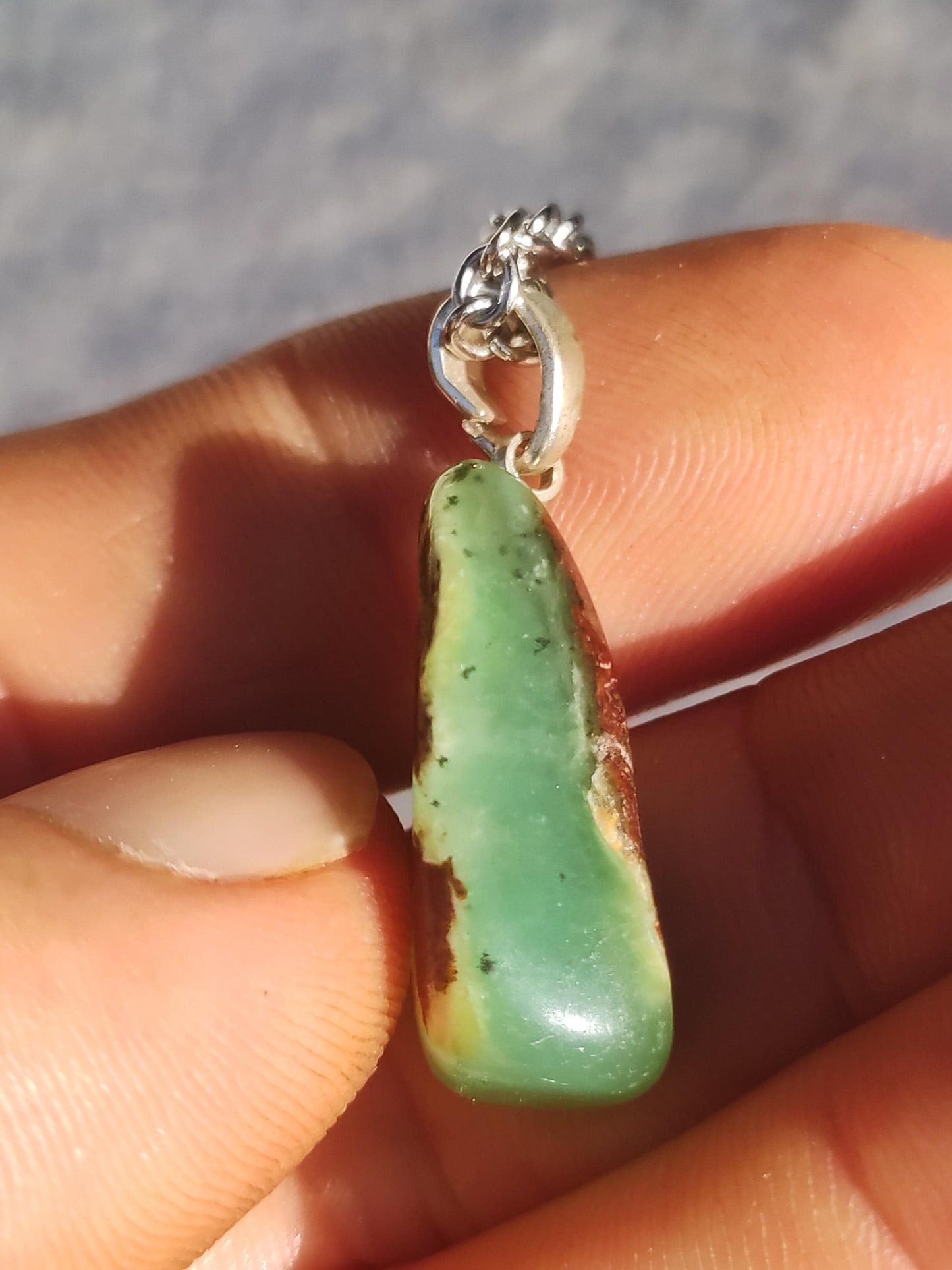 Collier en argent 925 avec œillet en chrysoprase, pendentif vert transparent, pierre de guérison naturelle, cristal, cadeau pour homme, femme, mère, père, il, elle, petite amie