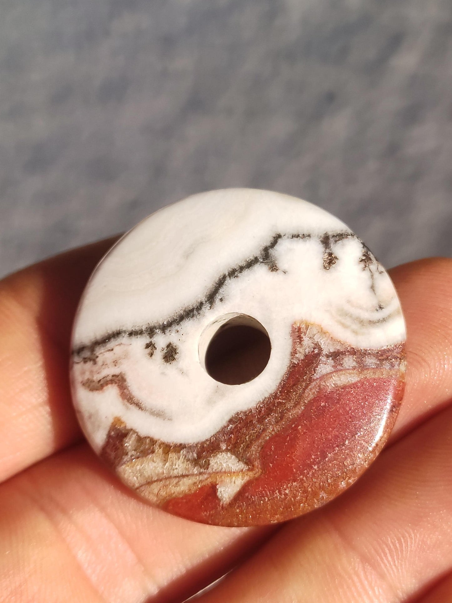 Red River Sunset Calcite ~ Donut Gemstone Collier Rond Cercle HIPPIE GOA Boho Ethno Nature Healing Stone Galaxy Universe Mica Power Stone River