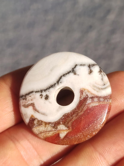 Red River Sunset Calcite ~ Donut Gemstone Collier Rond Cercle HIPPIE GOA Boho Ethno Nature Healing Stone Galaxy Universe Mica Power Stone River