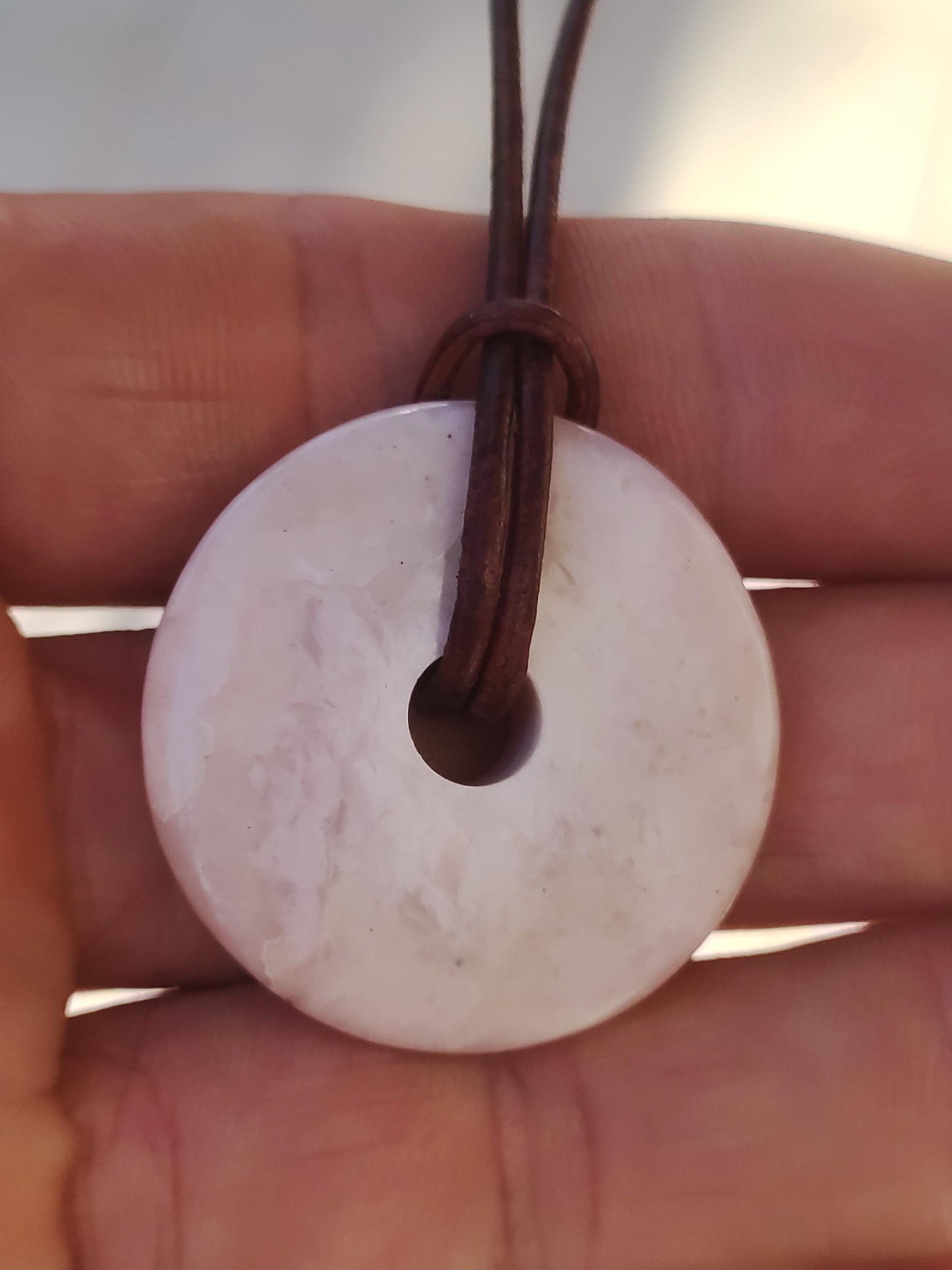 Opale andine rose - Collier de pierres précieuses HIPPIE GOA Boho Tibet Ethno Nature Donut Pierre de guérison Rareté Hommes Femmes Cadeau Pendentif He She Unique