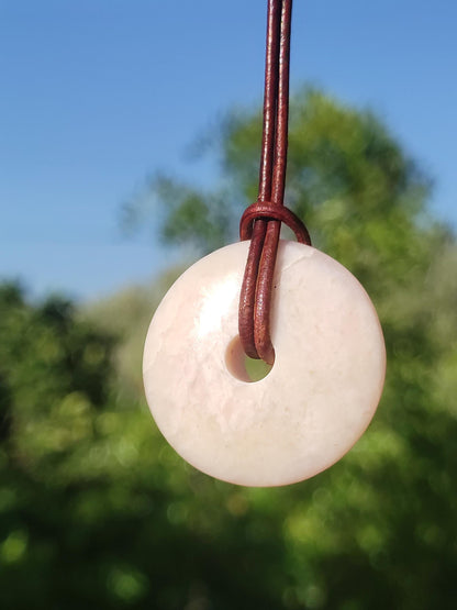 Opale andine rose - Collier de pierres précieuses HIPPIE GOA Boho Tibet Ethno Nature Donut Pierre de guérison Rareté Hommes Femmes Cadeau Pendentif He She Unique