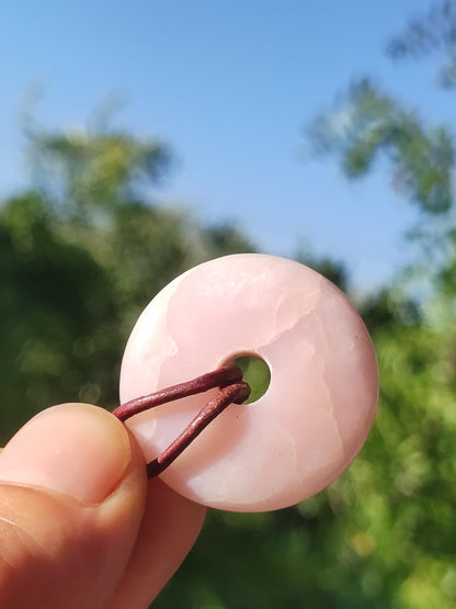Opale andine rose - Collier de pierres précieuses HIPPIE GOA Boho Tibet Ethno Nature Donut Pierre de guérison Rareté Hommes Femmes Cadeau Pendentif He She Unique
