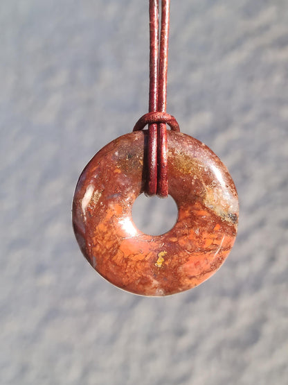 Pietersite rouge - collier donut en pierre précieuse rareté symbole de protection pierre de guérison cristal HIPPIE Boho Tibet Ethno homme femme cadeau il elle