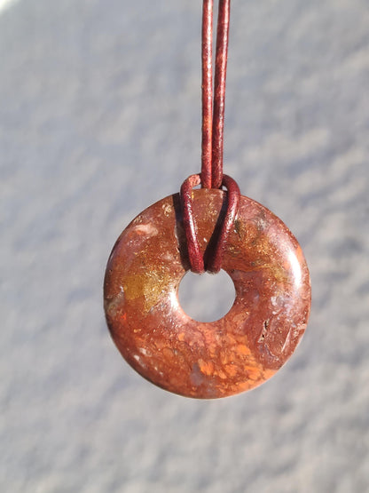 Pietersite rouge - collier donut en pierre précieuse rareté symbole de protection pierre de guérison cristal HIPPIE Boho Tibet Ethno homme femme cadeau il elle