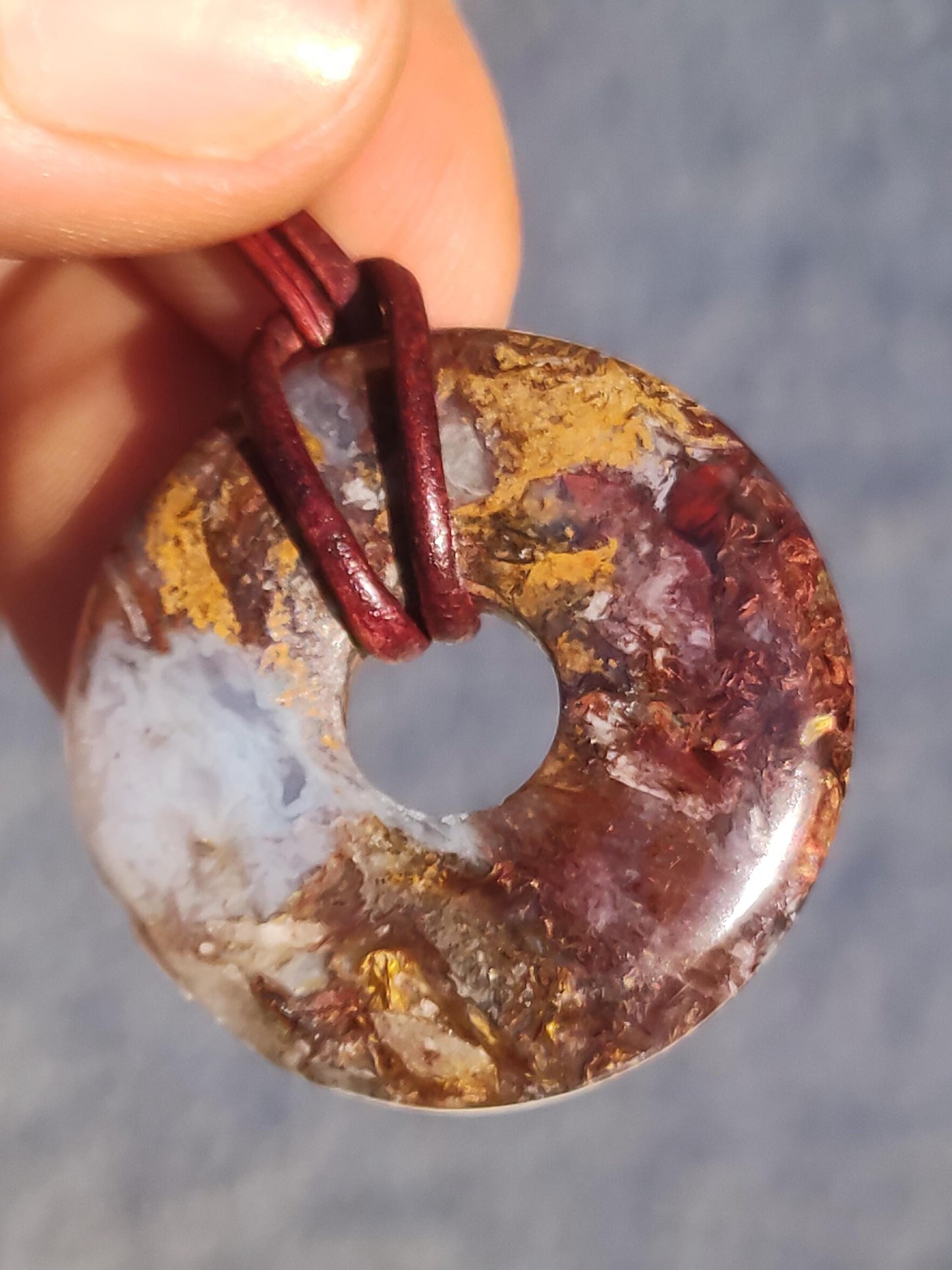 Pietersite or rouge bleu - collier de donuts de pierres précieuses rareté protection rare pierre de guérison cristal HIPPIE Boho Tibet ethnique homme femme lui offrir son