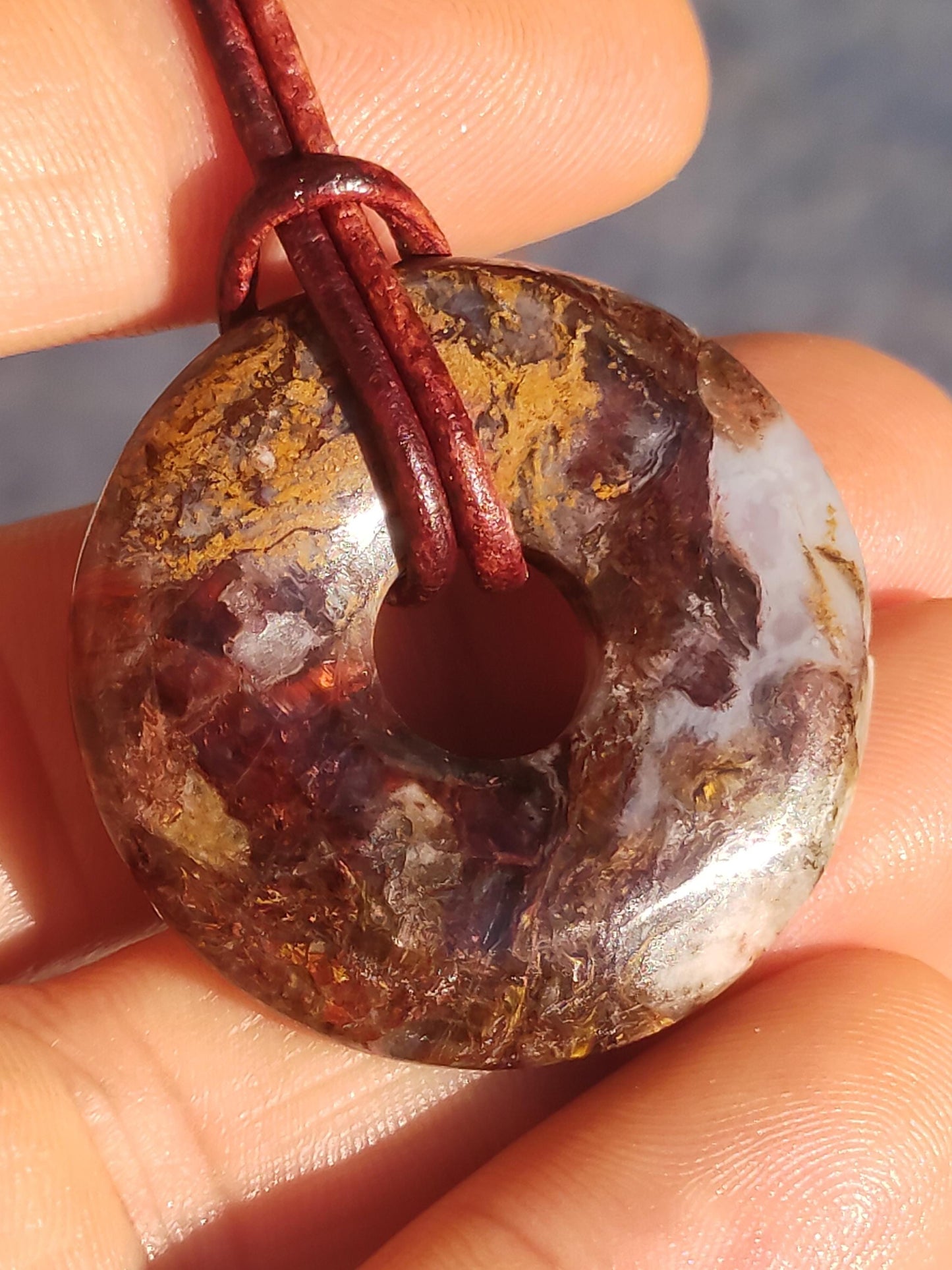 Pietersite or rouge bleu - collier de donuts de pierres précieuses rareté protection rare pierre de guérison cristal HIPPIE Boho Tibet ethnique homme femme lui offrir son