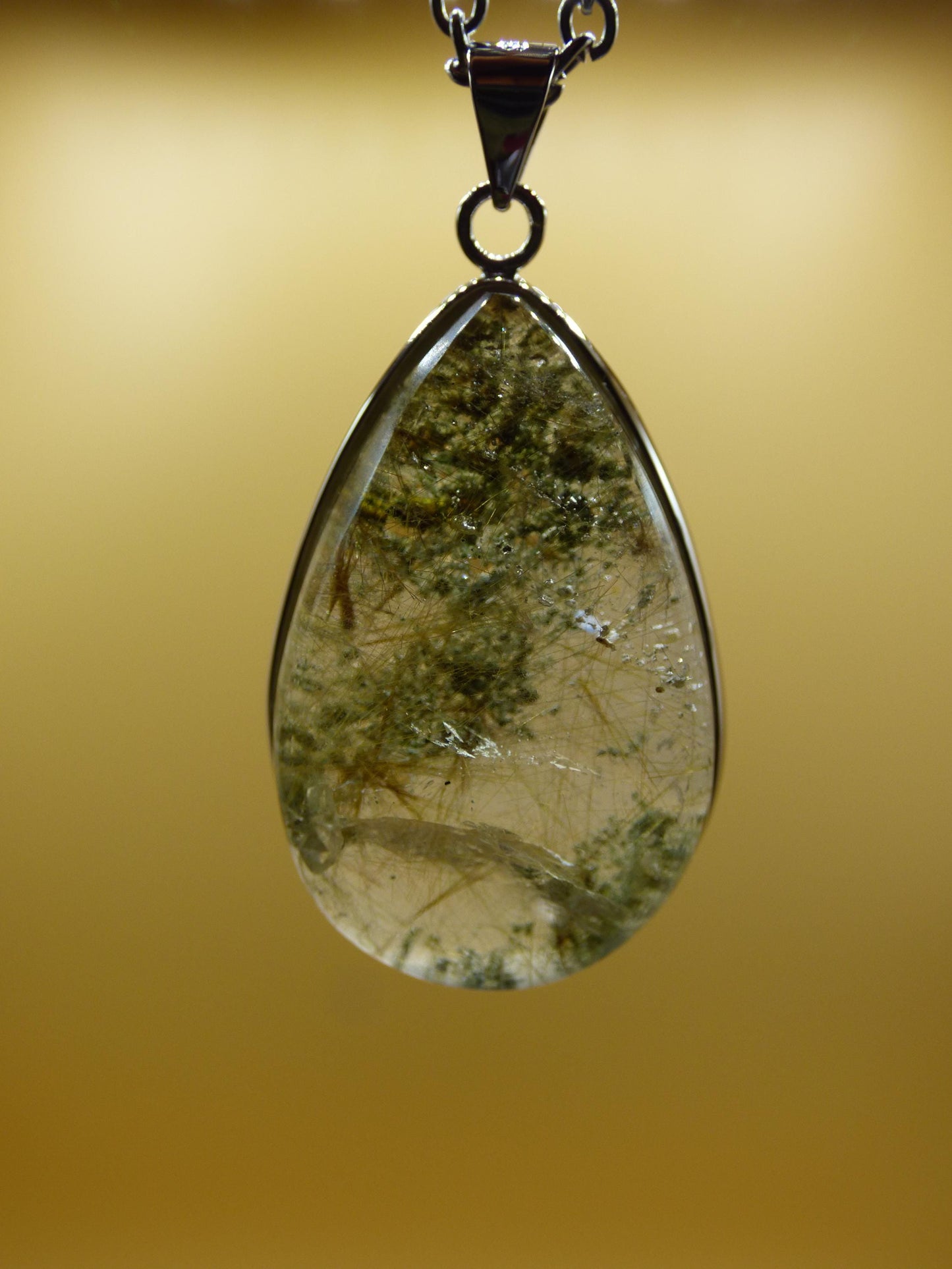 Phantom Rutil Quarz  - 925 Sterling Silber Edelstein Kette Natur weiß Schutz Rarität Heilstein Kristall Mann Frau Er Sie Geschenk Freund