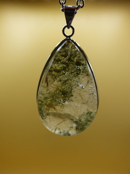 Phantom Rutil Quarz  - 925 Sterling Silber Edelstein Kette Natur weiß Schutz Rarität Heilstein Kristall Mann Frau Er Sie Geschenk Freund