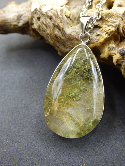 Phantom Rutil Quarz  - 925 Sterling Silber Edelstein Kette Natur weiß Schutz Rarität Heilstein Kristall Mann Frau Er Sie Geschenk Freund