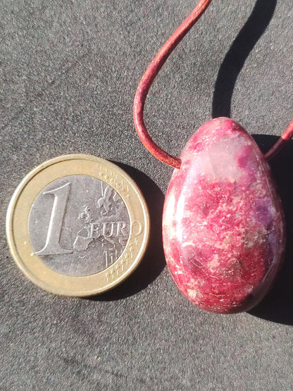 Thulite Gemstone Necklace Pink Red Natural HIPPIE GOA Boho Healing Stone Crystals Jewelry Pendant Man Woman Child Gift He Her Brother Sister