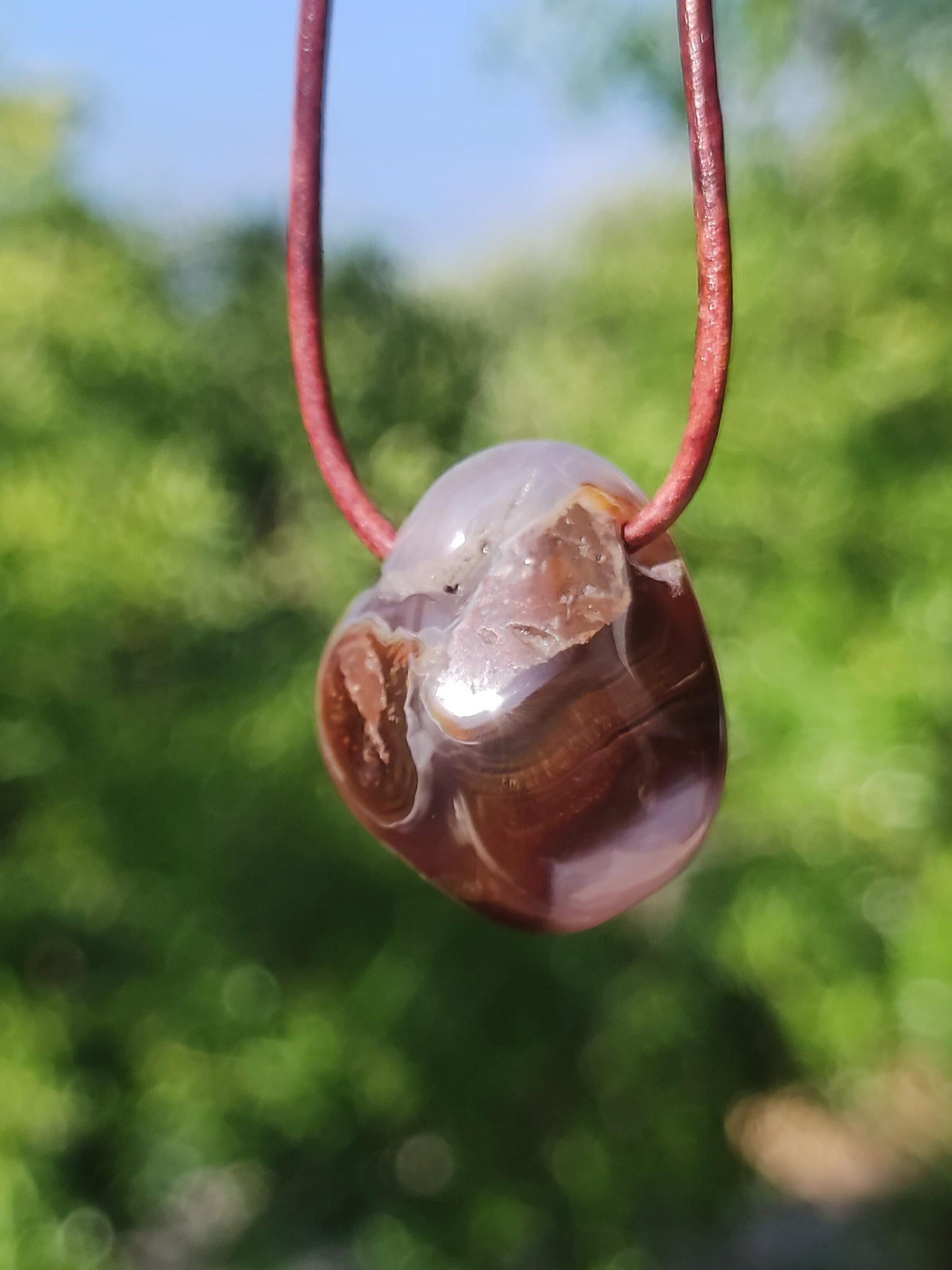 Agate de Feu *Mexique* - Collier de Pierres Précieuses Pierre de Guérison Symbole de Protection Homme Femme Chance HIPPIE GOA Boho Tibet Ethno Nature Rareté Cadeau