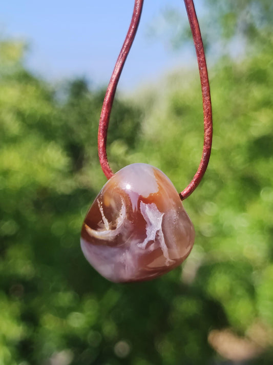 Agate de Feu *Mexique* - Collier de Pierres Précieuses Pierre de Guérison Symbole de Protection Homme Femme Chance HIPPIE GOA Boho Tibet Ethno Nature Rareté Cadeau