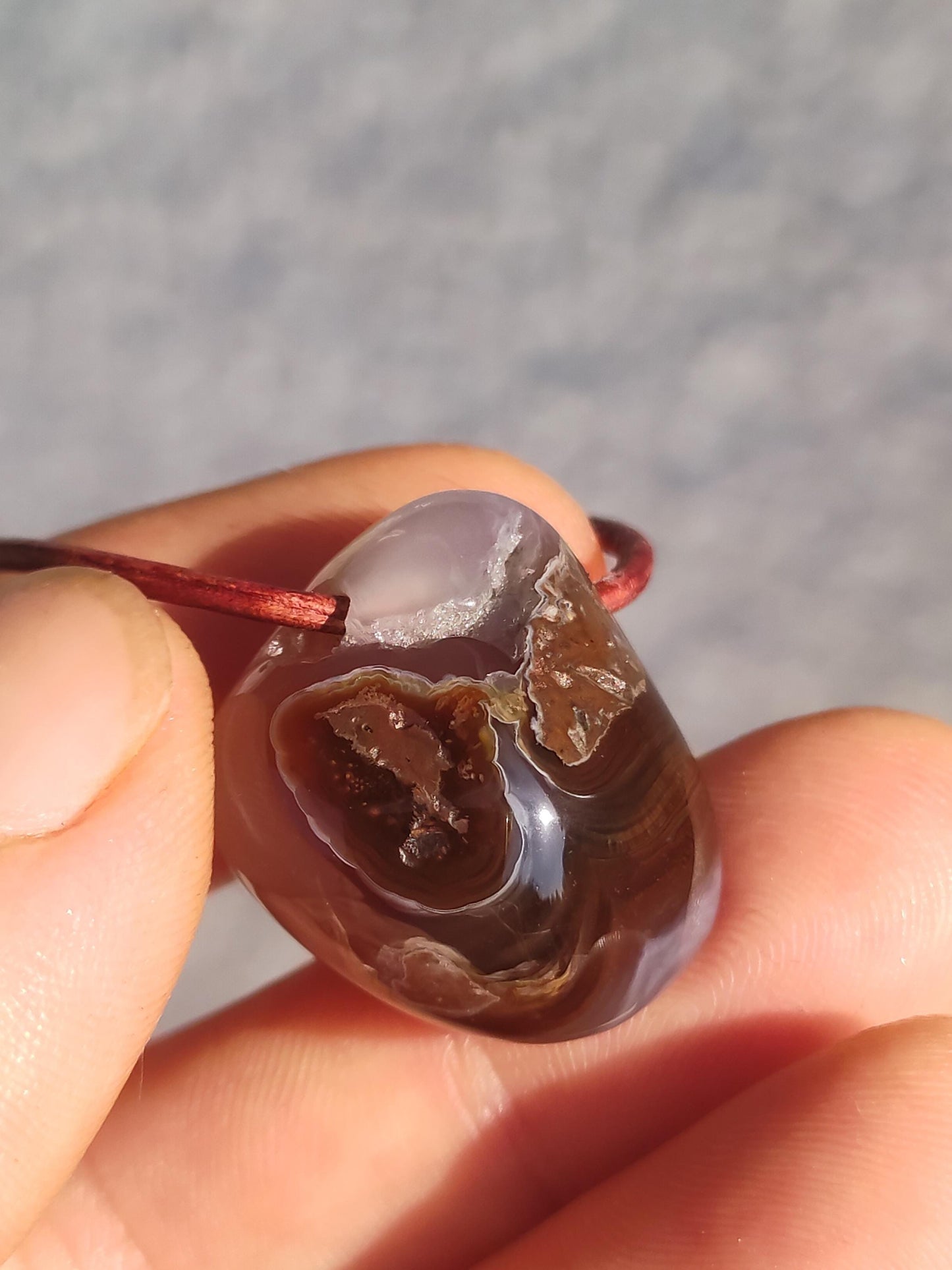 Agate de Feu *Mexique* - Collier de Pierres Précieuses Pierre de Guérison Symbole de Protection Homme Femme Chance HIPPIE GOA Boho Tibet Ethno Nature Rareté Cadeau