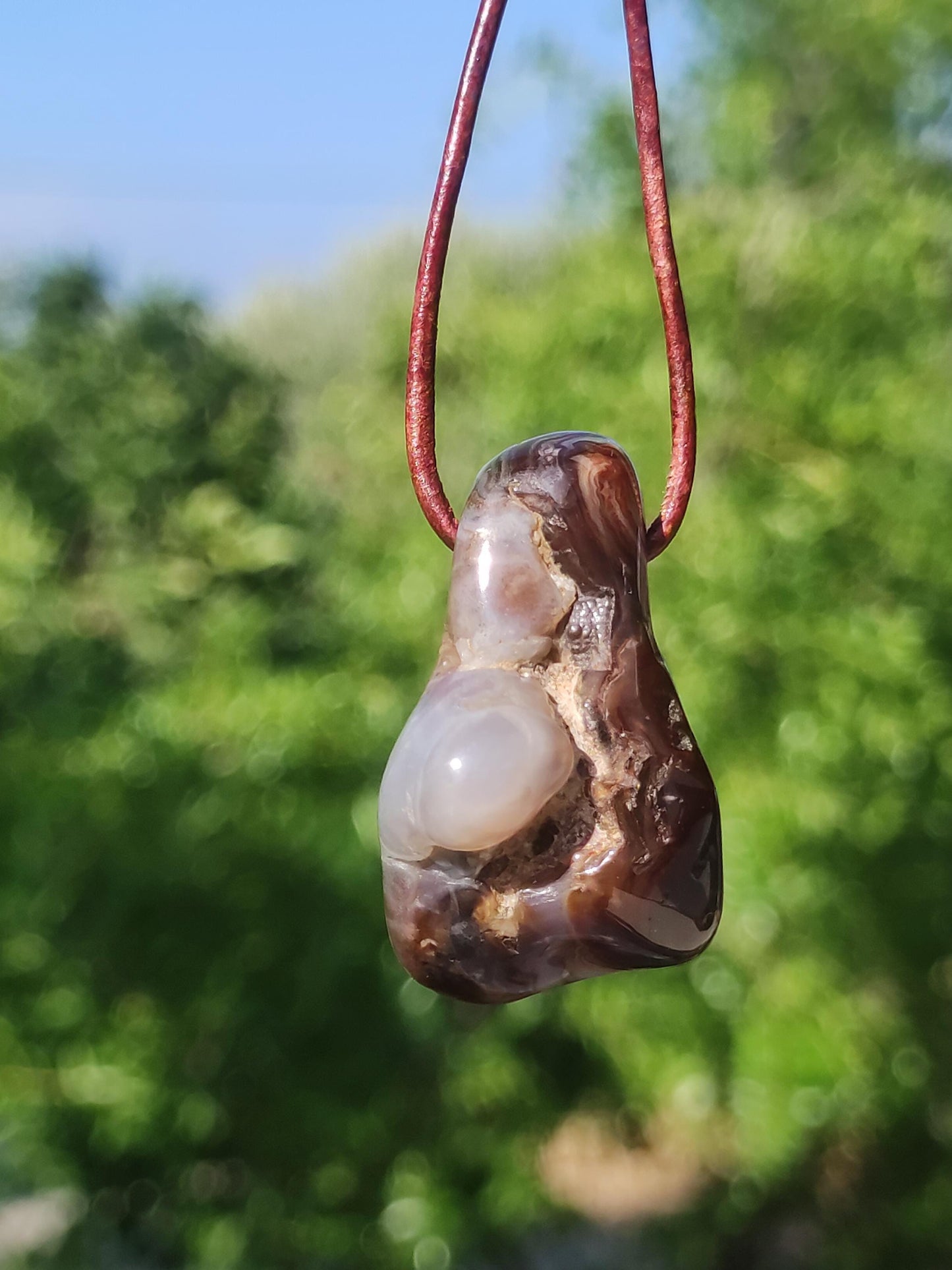 Agate de Feu *Mexique* - Collier de Pierres Précieuses Pierre de Guérison Symbole de Protection Homme Femme Chance HIPPIE GOA Boho Tibet Ethno Nature Rareté Cadeau