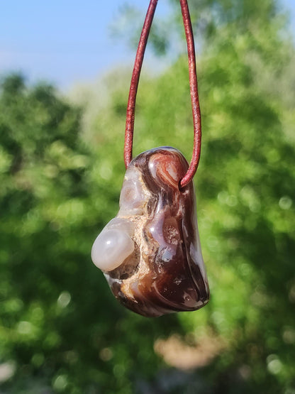 Agate de Feu *Mexique* - Collier de Pierres Précieuses Pierre de Guérison Symbole de Protection Homme Femme Chance HIPPIE GOA Boho Tibet Ethno Nature Rareté Cadeau