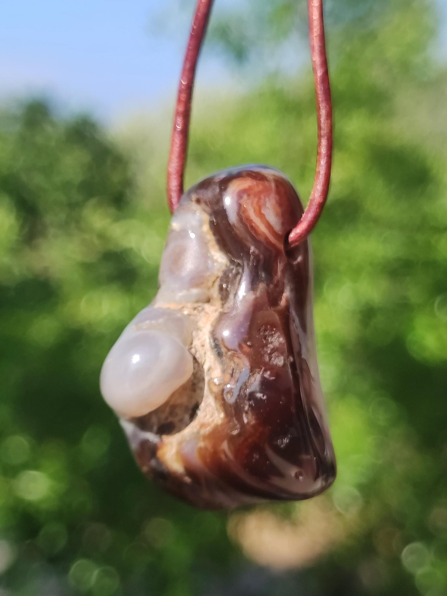 Agate de Feu *Mexique* - Collier de Pierres Précieuses Pierre de Guérison Symbole de Protection Homme Femme Chance HIPPIE GOA Boho Tibet Ethno Nature Rareté Cadeau