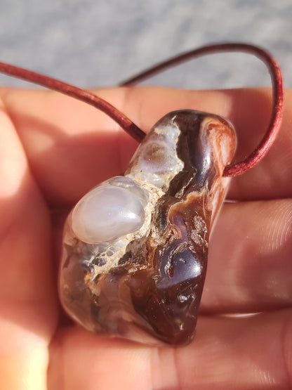 Agate de Feu *Mexique* - Collier de Pierres Précieuses Pierre de Guérison Symbole de Protection Homme Femme Chance HIPPIE GOA Boho Tibet Ethno Nature Rareté Cadeau