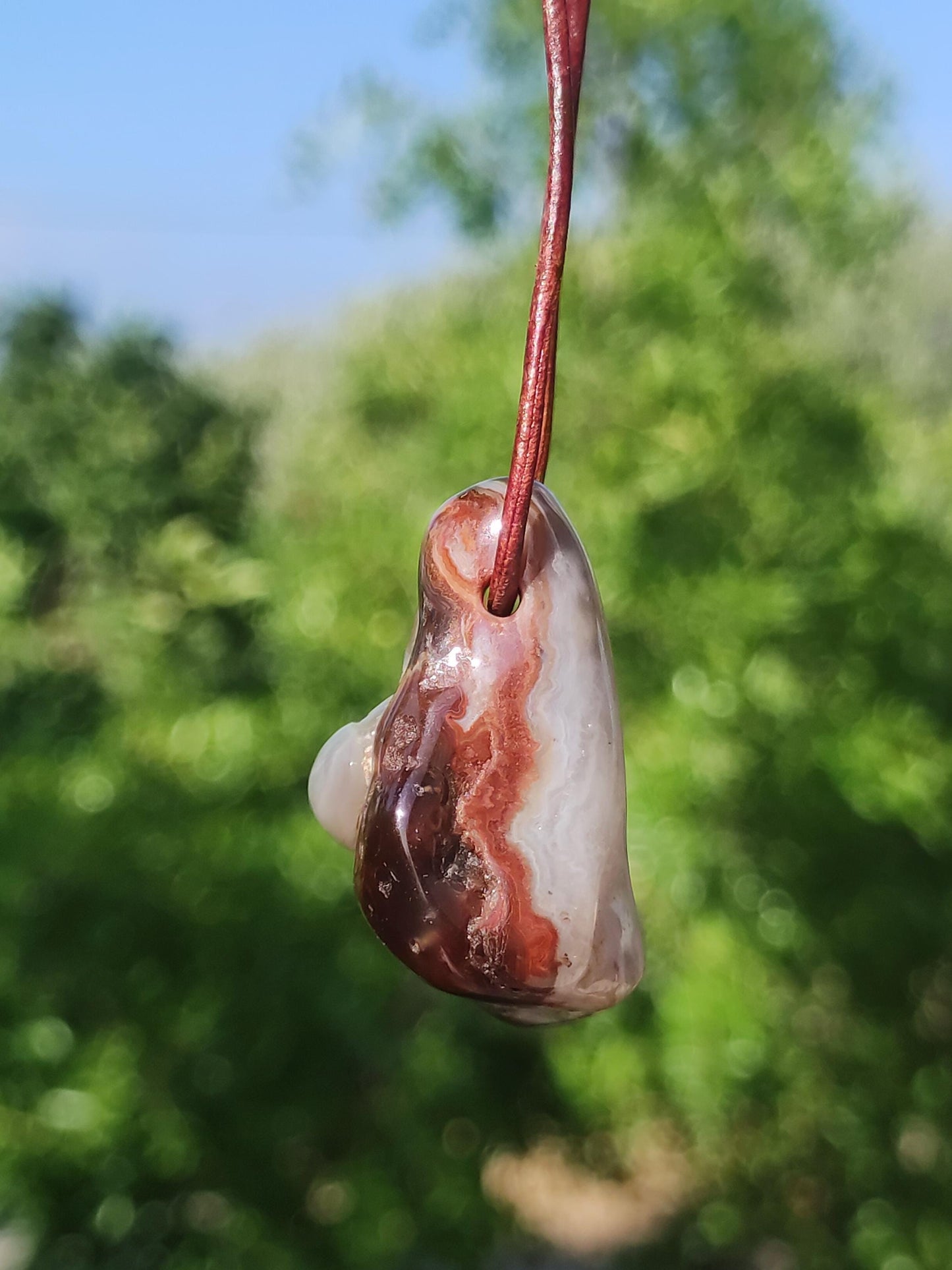 Agate de Feu *Mexique* - Collier de Pierres Précieuses Pierre de Guérison Symbole de Protection Homme Femme Chance HIPPIE GOA Boho Tibet Ethno Nature Rareté Cadeau