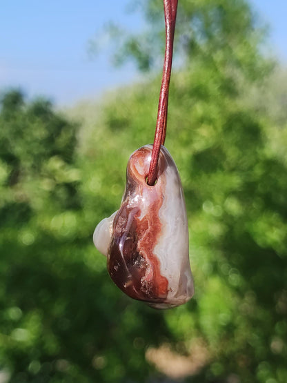 Agate de Feu *Mexique* - Collier de Pierres Précieuses Pierre de Guérison Symbole de Protection Homme Femme Chance HIPPIE GOA Boho Tibet Ethno Nature Rareté Cadeau