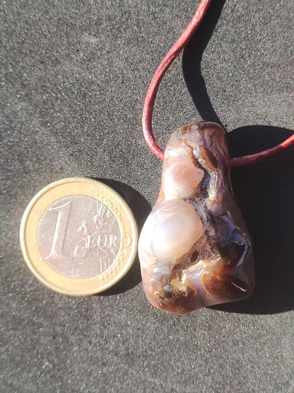 Agate de Feu *Mexique* - Collier de Pierres Précieuses Pierre de Guérison Symbole de Protection Homme Femme Chance HIPPIE GOA Boho Tibet Ethno Nature Rareté Cadeau