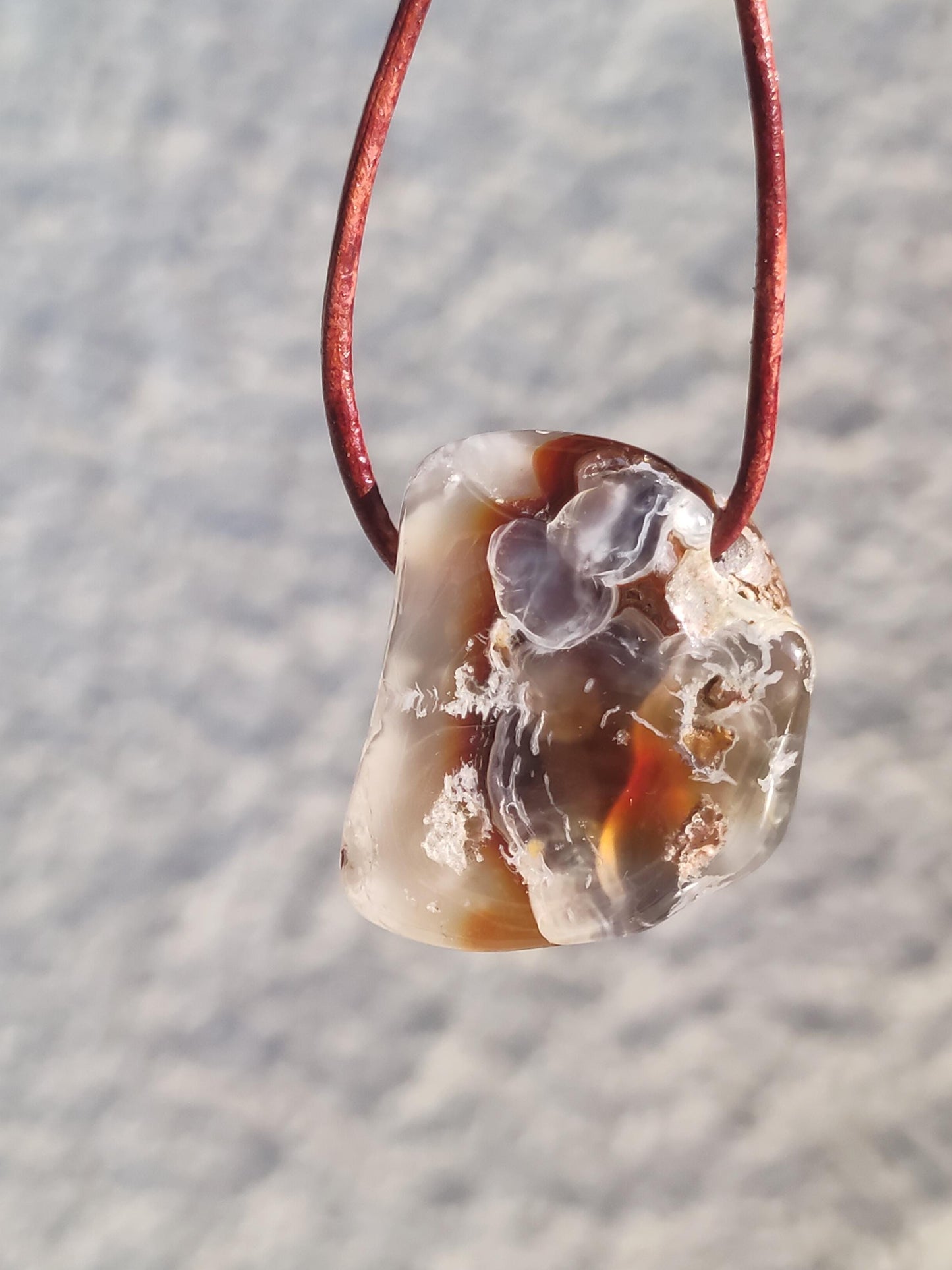 Agate de Feu *Mexique* - Collier de Pierres Précieuses Pierre de Guérison Symbole de Protection Homme Femme Chance HIPPIE GOA Boho Tibet Ethno Nature Rareté Cadeau