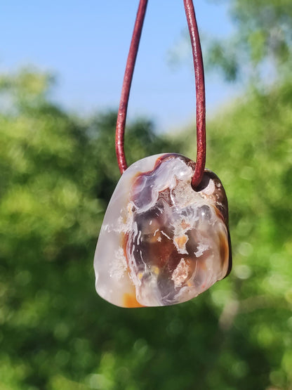 Agate de Feu *Mexique* - Collier de Pierres Précieuses Pierre de Guérison Symbole de Protection Homme Femme Chance HIPPIE GOA Boho Tibet Ethno Nature Rareté Cadeau