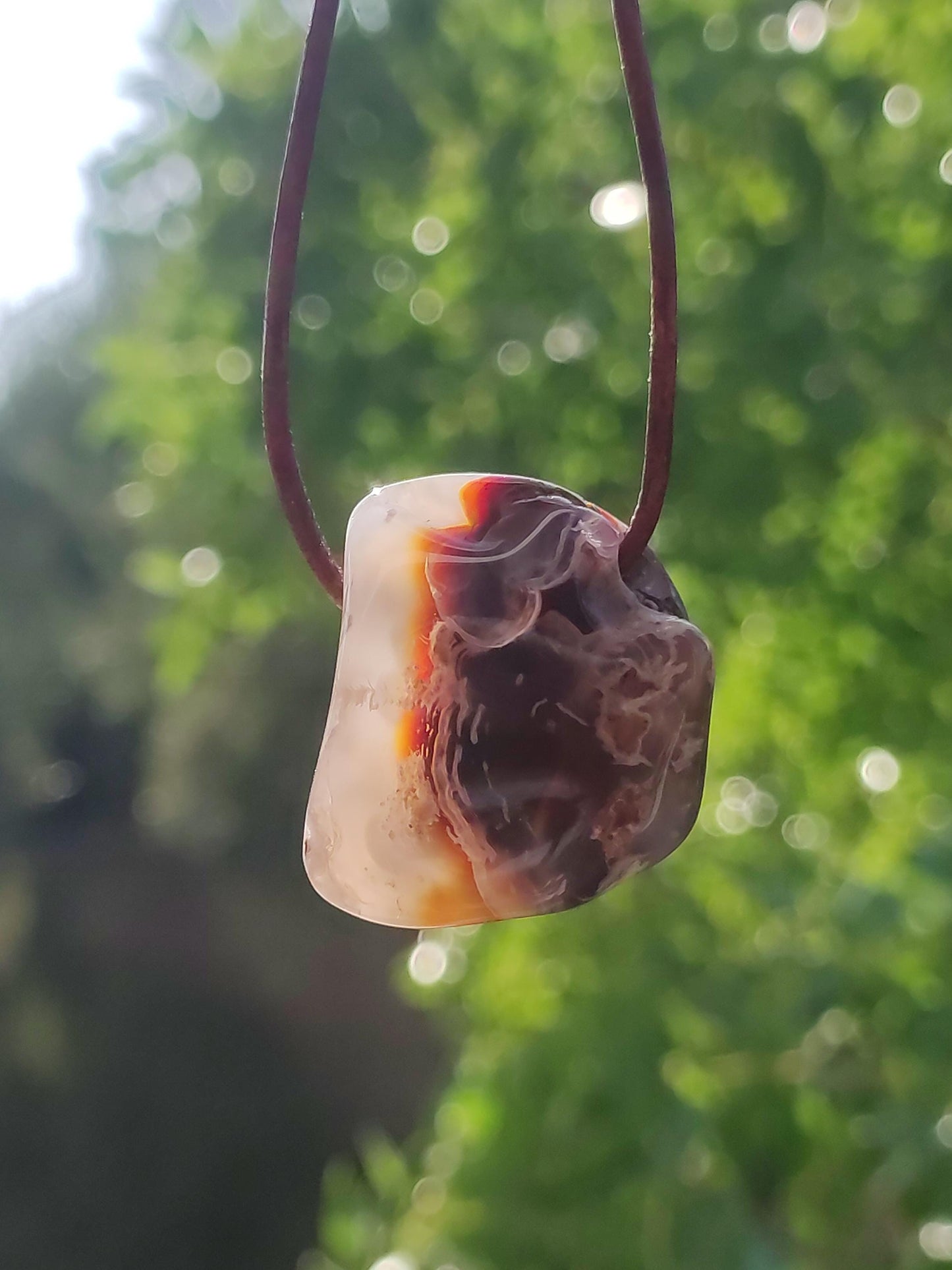 Agate de Feu *Mexique* - Collier de Pierres Précieuses Pierre de Guérison Symbole de Protection Homme Femme Chance HIPPIE GOA Boho Tibet Ethno Nature Rareté Cadeau