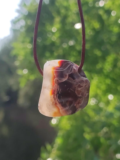 Agate de Feu *Mexique* - Collier de Pierres Précieuses Pierre de Guérison Symbole de Protection Homme Femme Chance HIPPIE GOA Boho Tibet Ethno Nature Rareté Cadeau