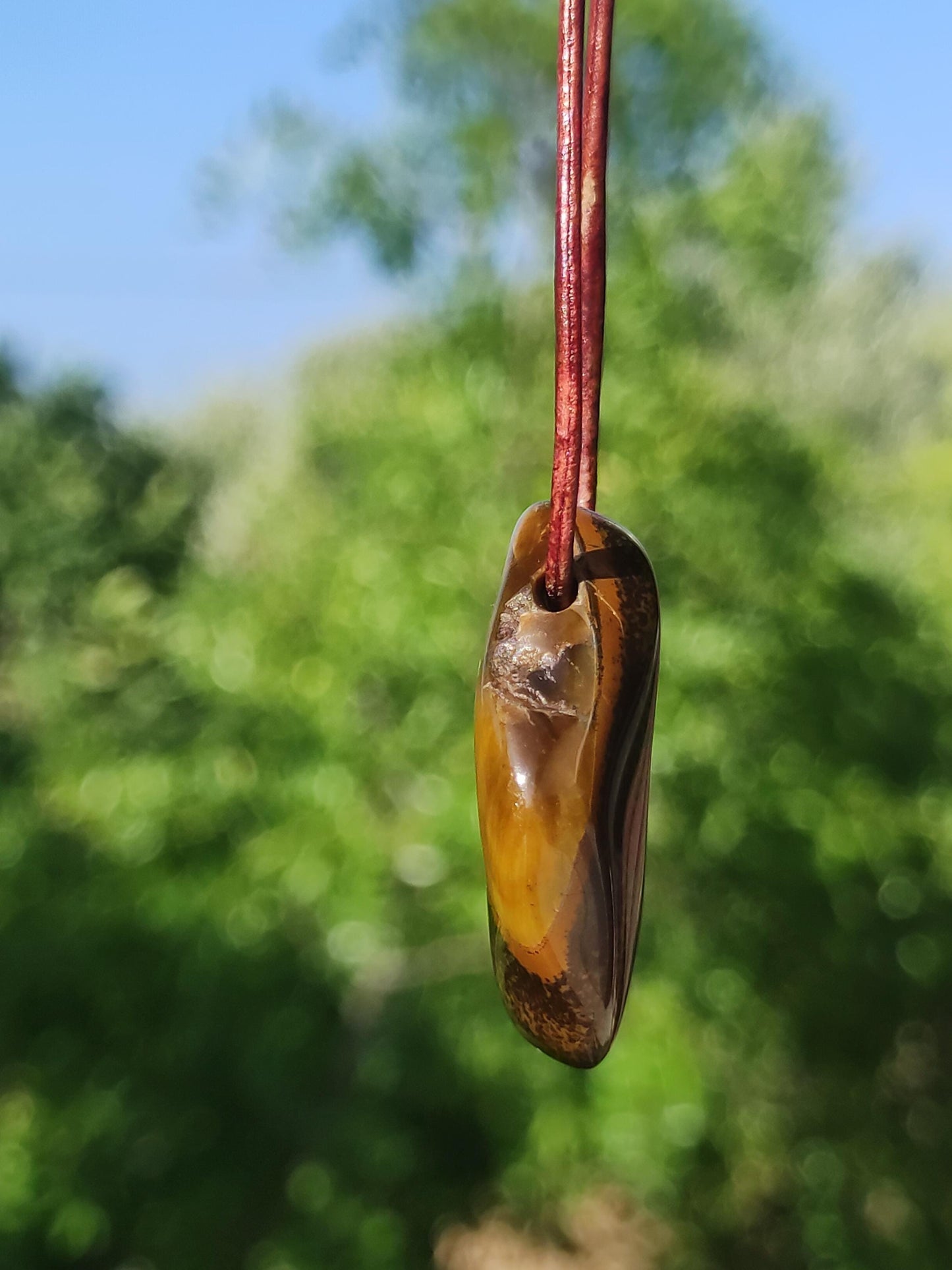 Tiger eye gemstone necklace healing stone green he she man woman gift lucky pendant GOA Boho Tibet Ethno nature unique
