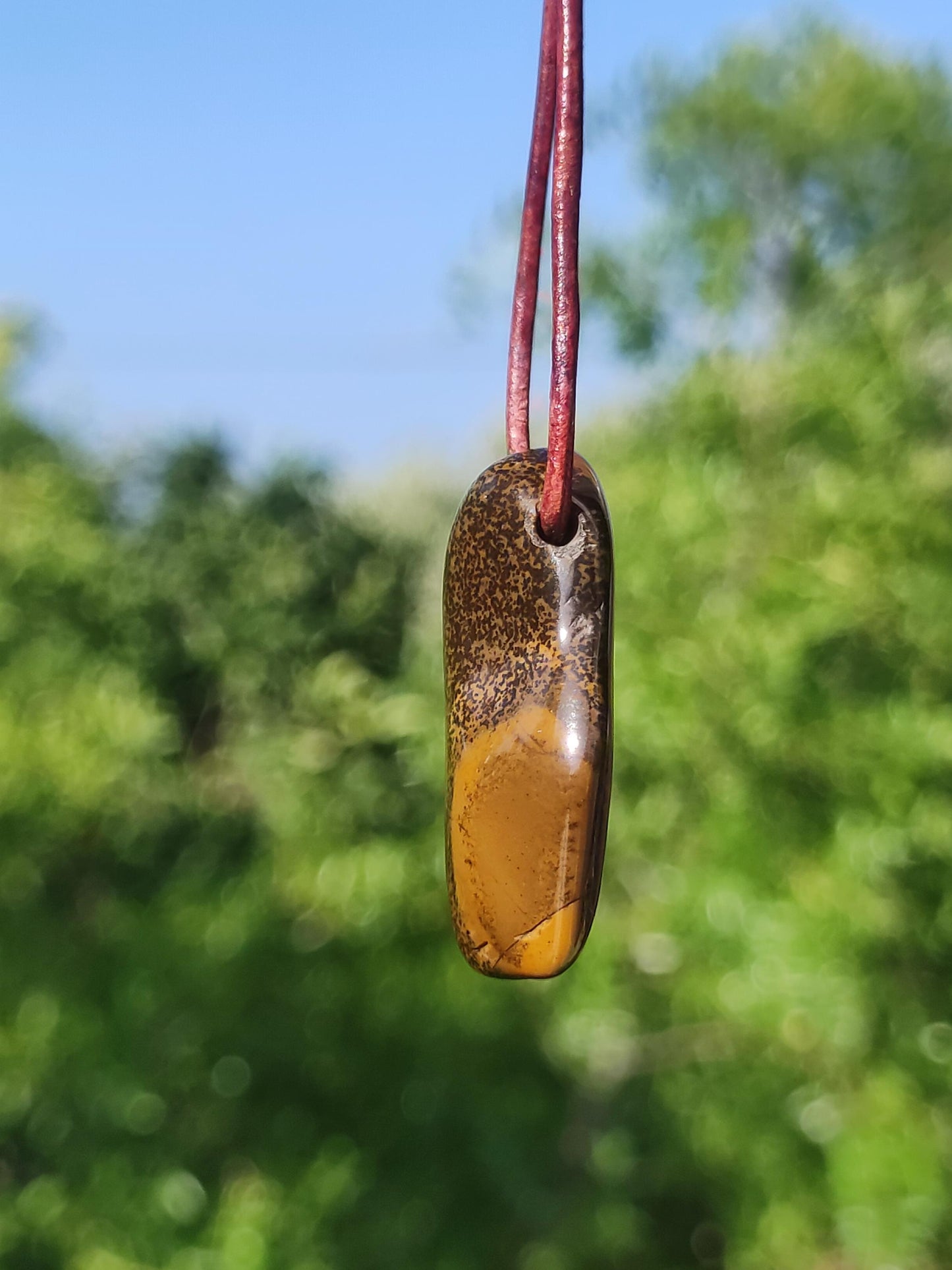 Tiger eye gemstone necklace healing stone green he she man woman gift lucky pendant GOA Boho Tibet Ethno nature unique