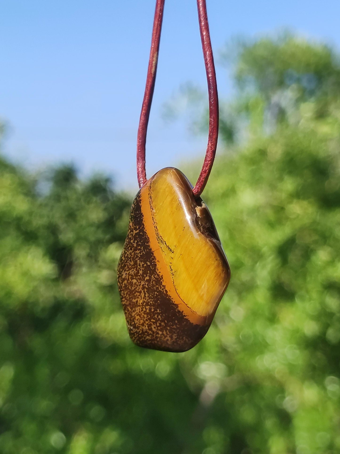 Tiger eye gemstone necklace healing stone green he she man woman gift lucky pendant GOA Boho Tibet Ethno nature unique
