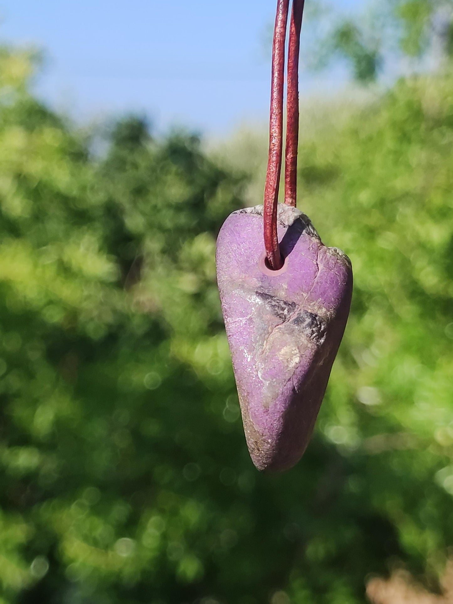 Purpurite - collier de pierres précieuses violettes, pierre de guérison naturelle, protection, chance, homme, femme, il, elle, ami, mère, chance, HIPPIE, rareté, cadeau, pendentif unique