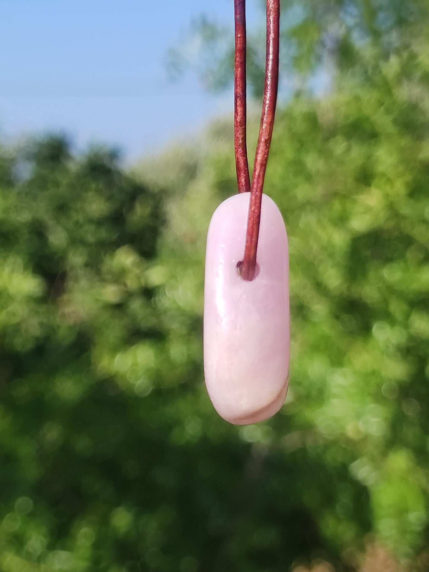 Kunzite A - Collier de pierres précieuses Pierre de guérison Rose Rose Rareté Homme Femme Chanceux HIPPIE GOA Boho Tibet Ethnique Naturel Rareté Cadeau Lui Son Homme Femme
