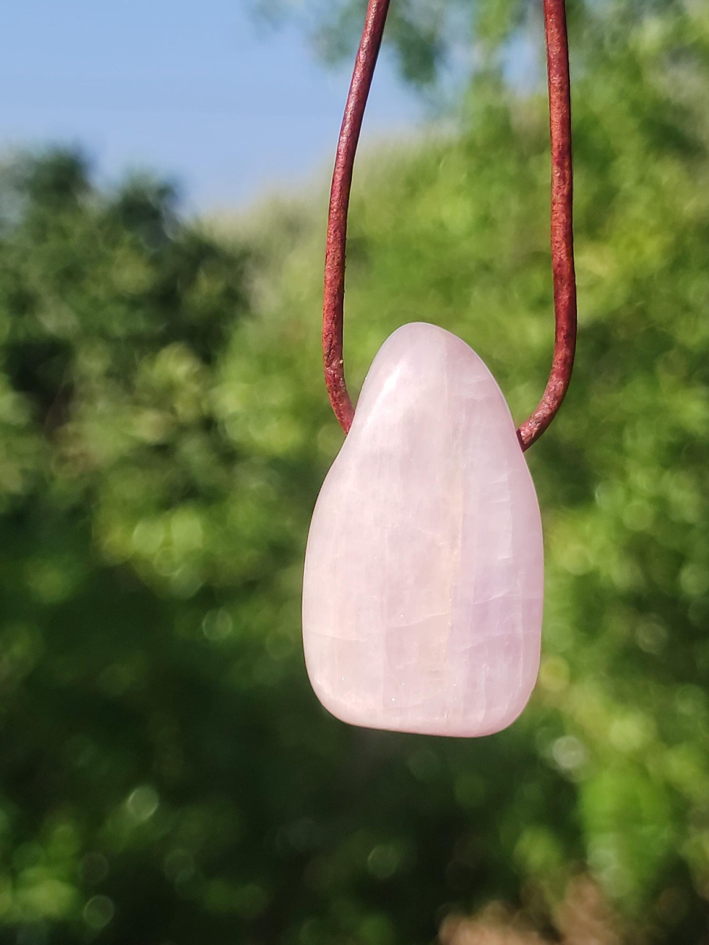 Kunzite A - Collier de pierres précieuses Pierre de guérison Rose Rose Rareté Homme Femme Chanceux HIPPIE GOA Boho Tibet Ethnique Naturel Rareté Cadeau Lui Son Homme Femme