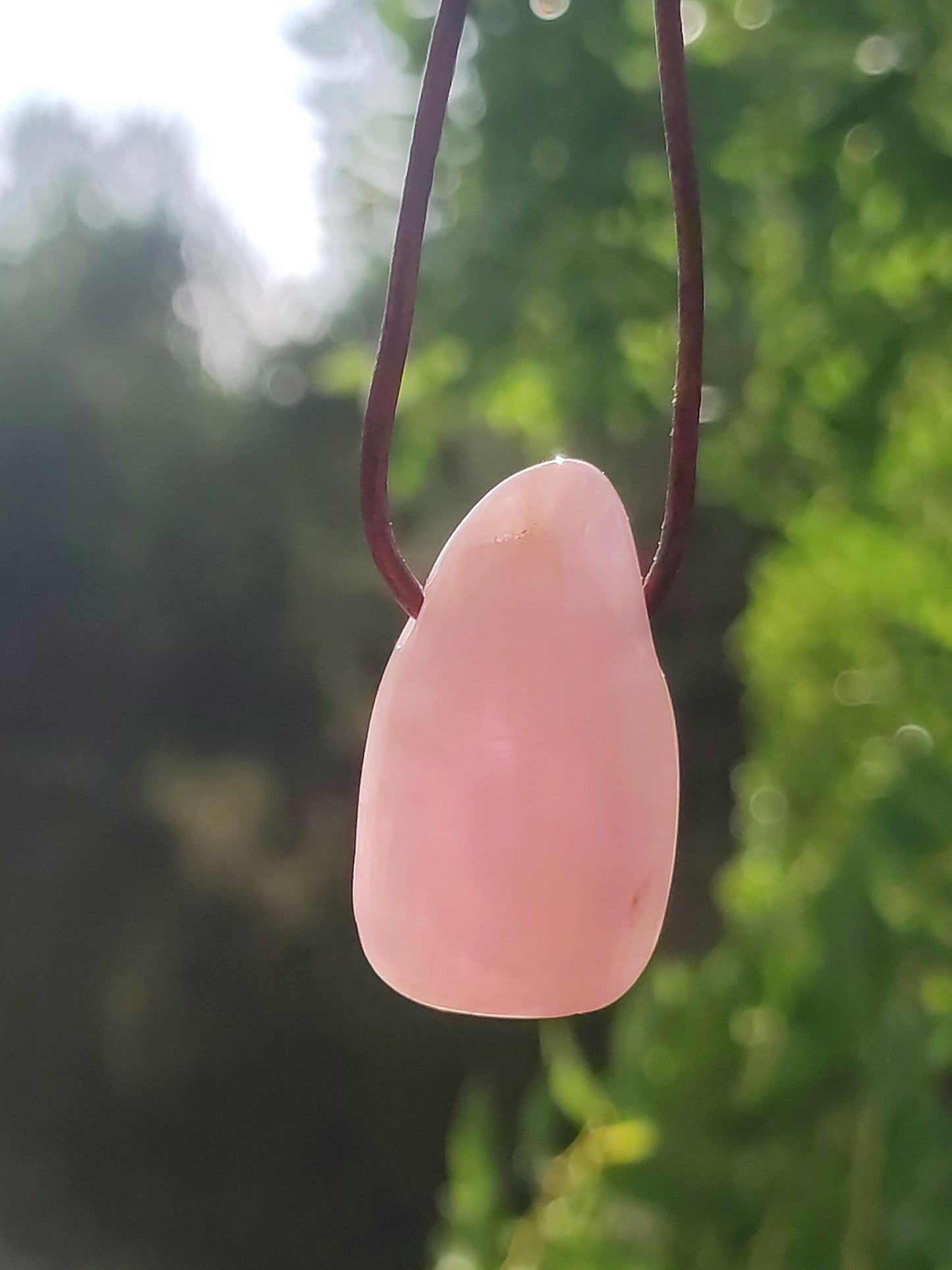 Kunzite A - Collier de pierres précieuses Pierre de guérison Rose Rose Rareté Homme Femme Chanceux HIPPIE GOA Boho Tibet Ethnique Naturel Rareté Cadeau Lui Son Homme Femme