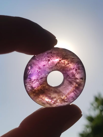 Ametrine (Amethyst &amp; Citrine) ~ Gemstone Donut Necklace Purple Healing Stone Protection Symbol Man Woman Happiness HIPPIE GOA Boho Ethnic Natural Rarity Gift