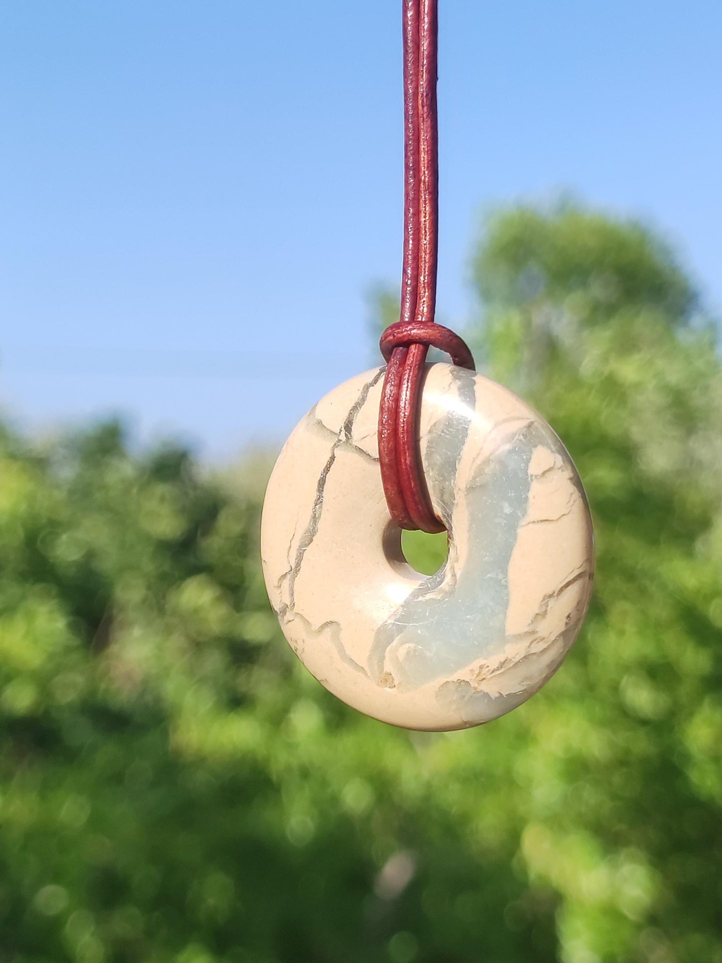 Serpentine ~ Donut 30mm ~ Collier de pierres précieuses ~HIPPIE ~GOA ~Boho ~Tibet ~Ethno ~Nature ~Donut ~Symbole de protection ~Pierre de guérison