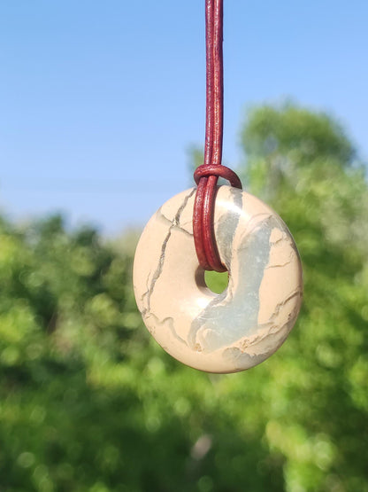 Serpentine ~ Donut 30mm ~ Collier de pierres précieuses ~HIPPIE ~GOA ~Boho ~Tibet ~Ethno ~Nature ~Donut ~Symbole de protection ~Pierre de guérison