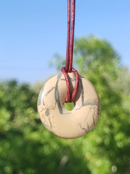 Serpentine ~ Donut 30mm ~ Collier de pierres précieuses ~HIPPIE ~GOA ~Boho ~Tibet ~Ethno ~Nature ~Donut ~Symbole de protection ~Pierre de guérison